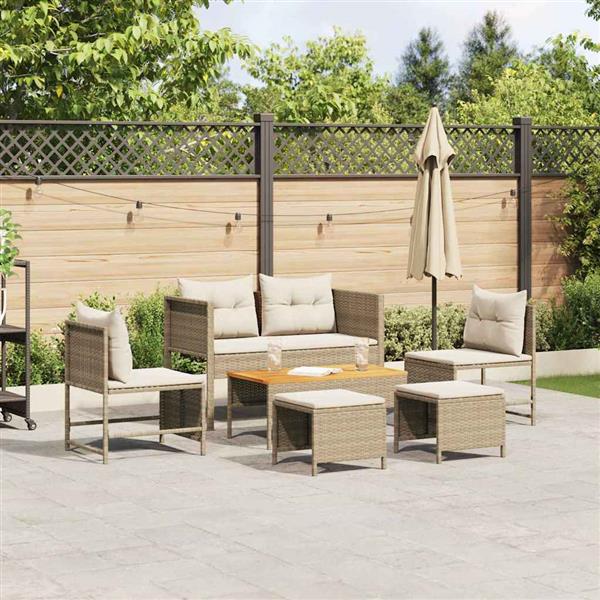 Grote foto vidaxl tuin sofa set 6 pcs beige en cr mekleurig poly rattan tuin en terras tuinmeubelen