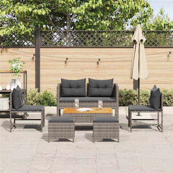 Grote foto vidaxl tuin sofa set 6 pcs grijs en donkergrijs poly rattan tuin en terras tuinmeubelen