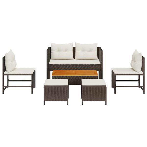 Grote foto vidaxl tuin sofa set 6 pcs bruin en cr me poly rattan tuin en terras tuinmeubelen