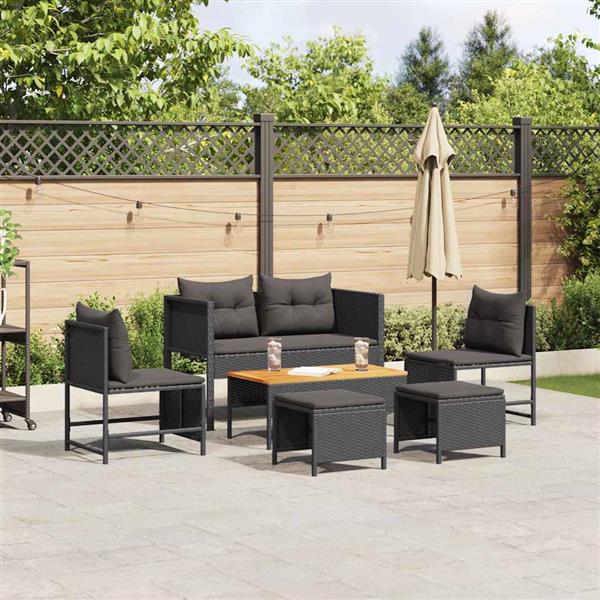 Grote foto vidaxl tuin sofa set 6 pcs zwart poly rattan tuin en terras tuinmeubelen