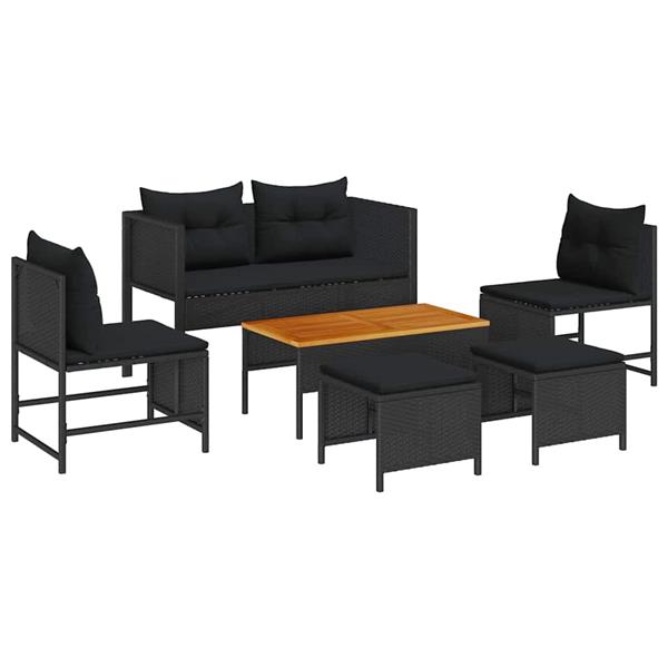 Grote foto vidaxl tuin sofa set 6 pcs zwart poly rattan tuin en terras tuinmeubelen