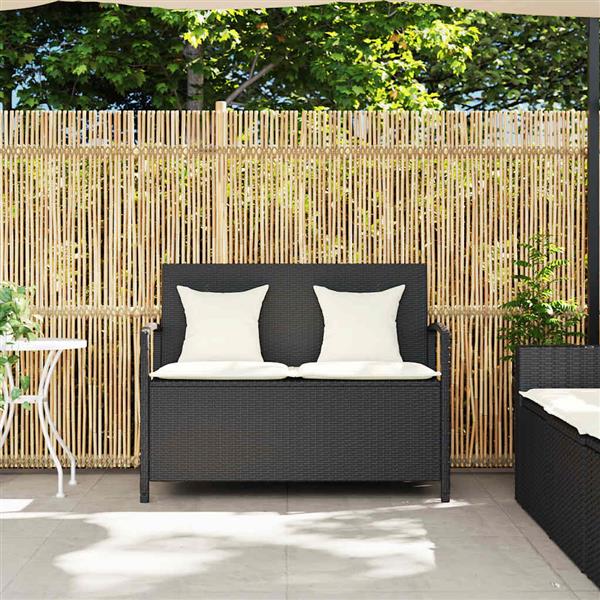 Grote foto vidaxl tuinbank met kussen poly rattan zwart tuin en terras tuinmeubelen
