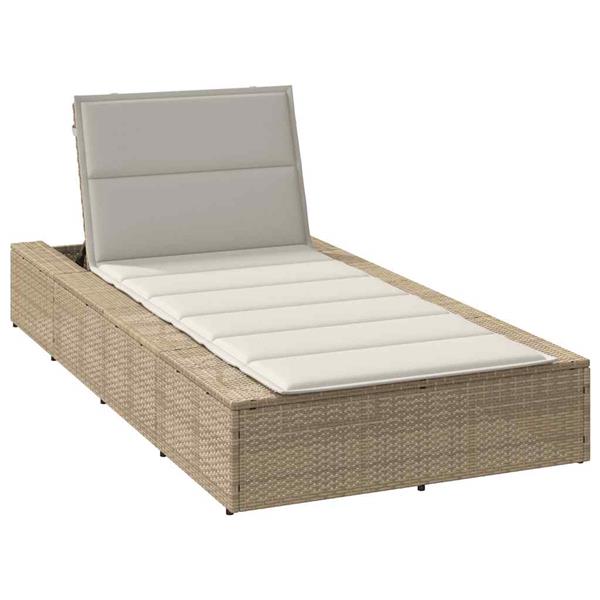 Grote foto vidaxl ligbed met zwevend kussen poly rattan beige tuin en terras tuinmeubelen