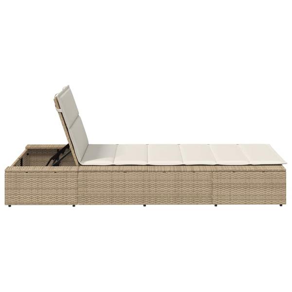 Grote foto vidaxl ligbed met zwevend kussen poly rattan beige tuin en terras tuinmeubelen