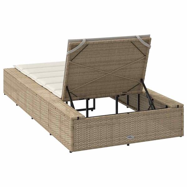 Grote foto vidaxl ligbed met zwevend kussen poly rattan beige tuin en terras tuinmeubelen