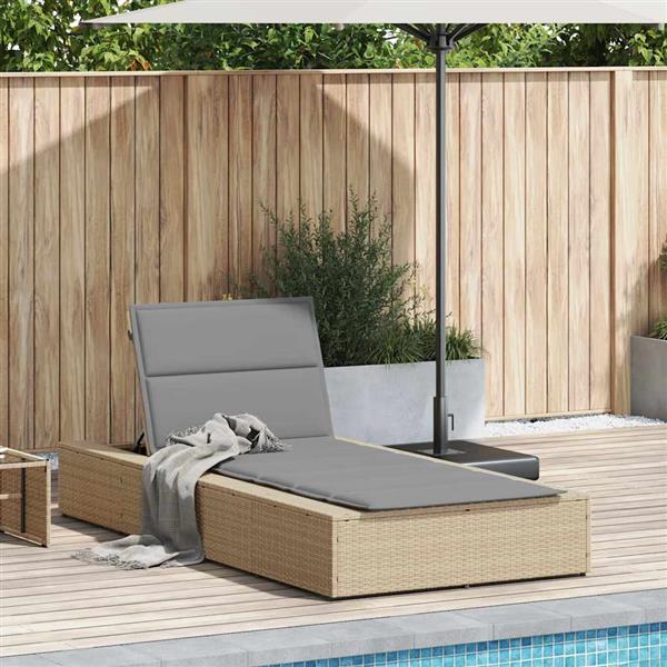 Grote foto vidaxl ligbed met zwevend kussen poly rattan beige tuin en terras tuinmeubelen