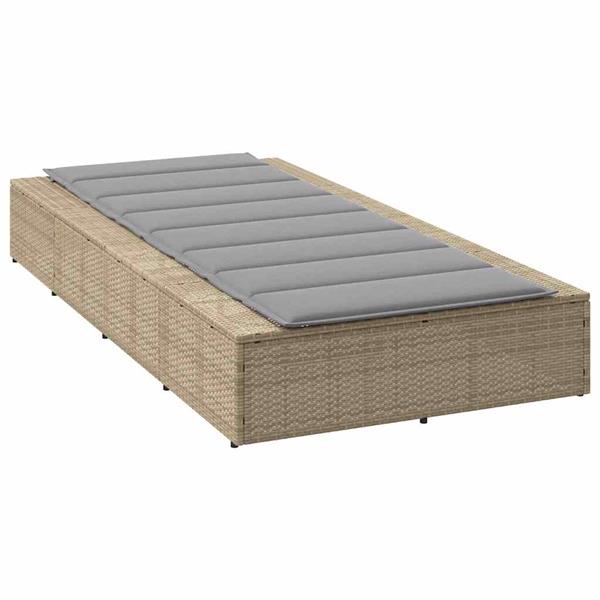 Grote foto vidaxl ligbed met zwevend kussen poly rattan beige tuin en terras tuinmeubelen