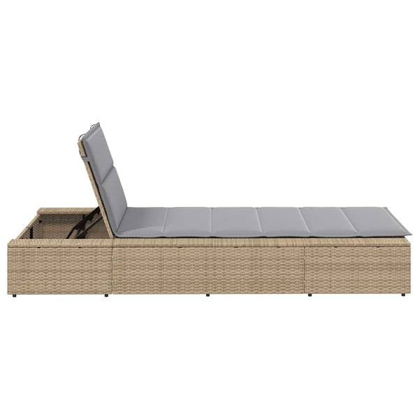 Grote foto vidaxl ligbed met zwevend kussen poly rattan beige tuin en terras tuinmeubelen