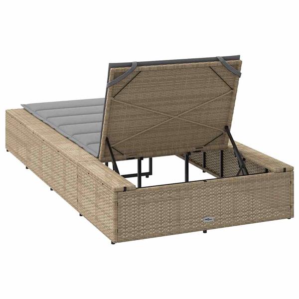Grote foto vidaxl ligbed met zwevend kussen poly rattan beige tuin en terras tuinmeubelen