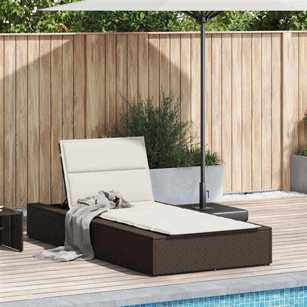 Grote foto vidaxl ligbed met zwevend kussen poly rattan bruin tuin en terras tuinmeubelen