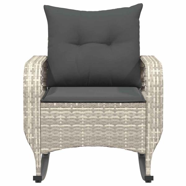 Grote foto vidaxl tuinschommelstoel met kussens poly rattan lichtgrijs tuin en terras tuinmeubelen