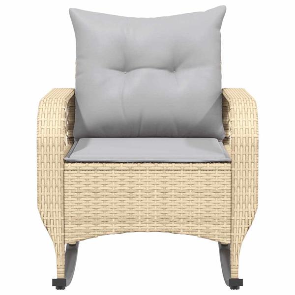 Grote foto vidaxl tuinschommelstoel met kussens poly rattan beige tuin en terras tuinmeubelen