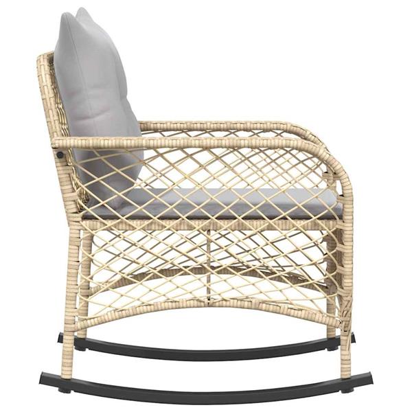 Grote foto vidaxl tuinschommelstoel met kussens poly rattan beige tuin en terras tuinmeubelen