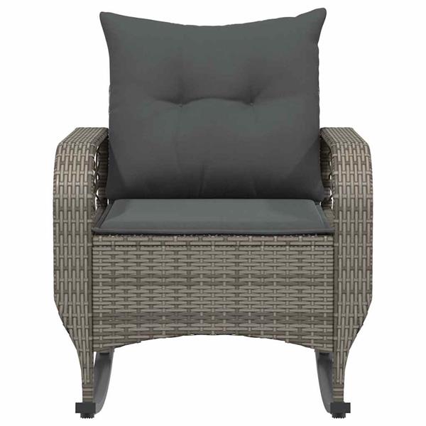 Grote foto vidaxl tuinschommelstoel met kussens poly rattan grijs tuin en terras tuinmeubelen