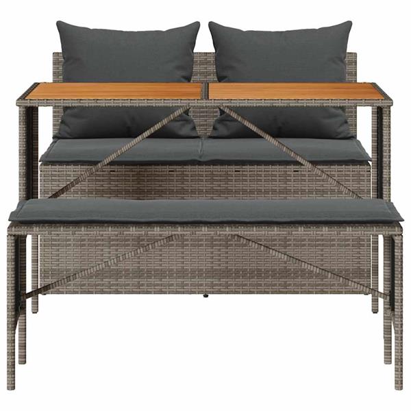 Grote foto vidaxl 3 delige tuinset met kussens grijs polyrotan tuin en terras tuinmeubelen