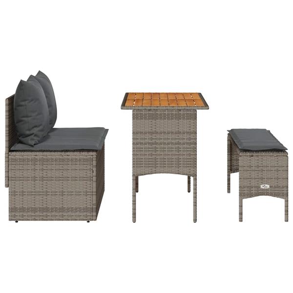 Grote foto vidaxl 3 delige tuinset met kussens grijs polyrotan tuin en terras tuinmeubelen