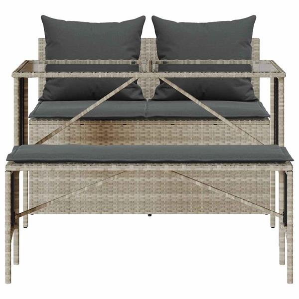 Grote foto vidaxl 3 delige tuinset met kussens poly rattan lichtgrijs tuin en terras tuinmeubelen