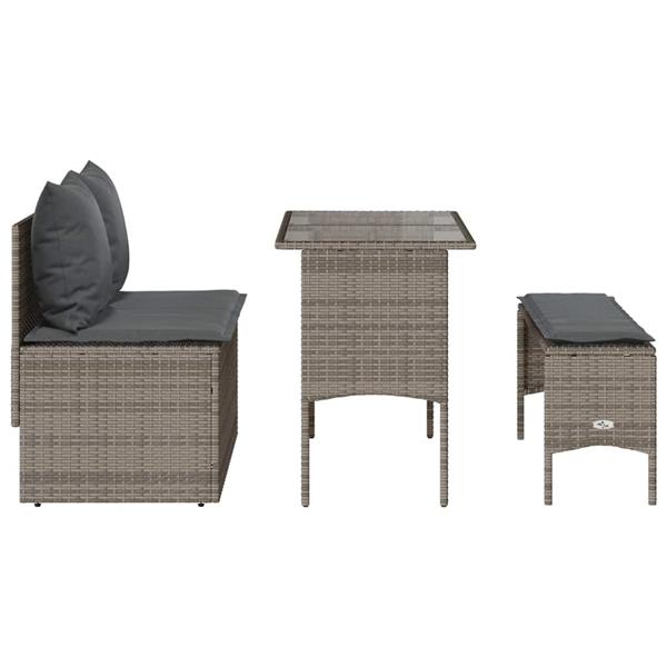 Grote foto vidaxl 3 delige tuinset met kussens poly rattan grijs tuin en terras tuinmeubelen