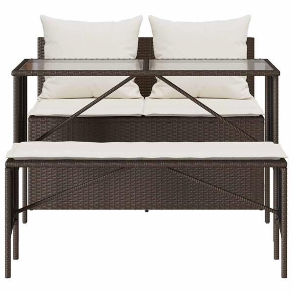 Grote foto vidaxl 3 delige tuinset met kussens poly rattan bruin tuin en terras tuinmeubelen