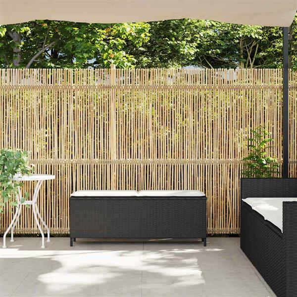 Grote foto vidaxl tuinbank met kussen 110x30x40 5 cm poly rattan zwart tuin en terras tuinmeubelen