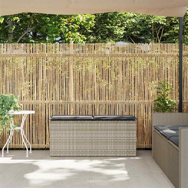 Grote foto vidaxl tuinbank met kussen 110x40x44 cm poly rattan lichtgrijs tuin en terras tuinmeubelen