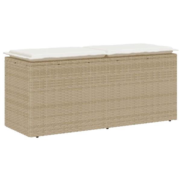 Grote foto vidaxl tuinbank met kussen 110x40x44 cm poly rattan beige tuin en terras tuinmeubelen