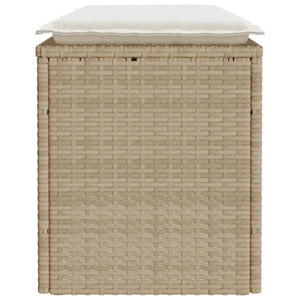 Grote foto vidaxl tuinbank met kussen 110x40x44 cm poly rattan beige tuin en terras tuinmeubelen