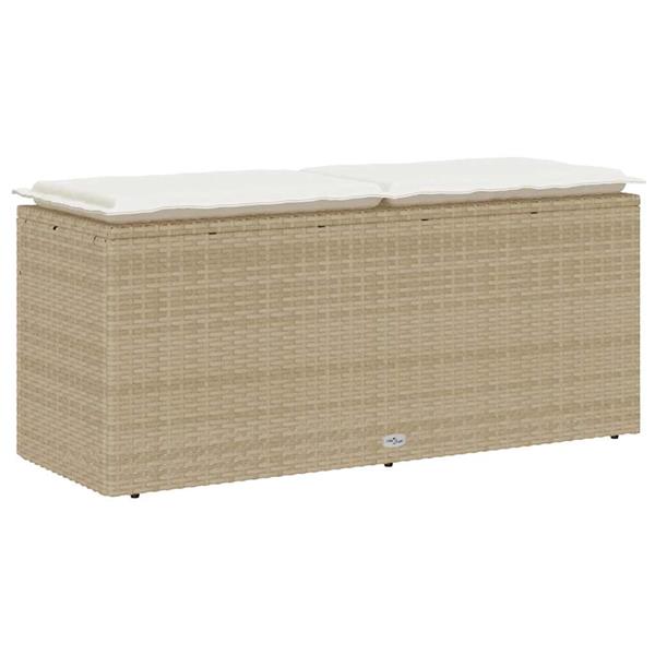 Grote foto vidaxl tuinbank met kussen 110x40x44 cm poly rattan beige tuin en terras tuinmeubelen