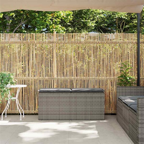 Grote foto vidaxl tuinbank met kussen 110x40x44 cm poly rattan grijs tuin en terras tuinmeubelen