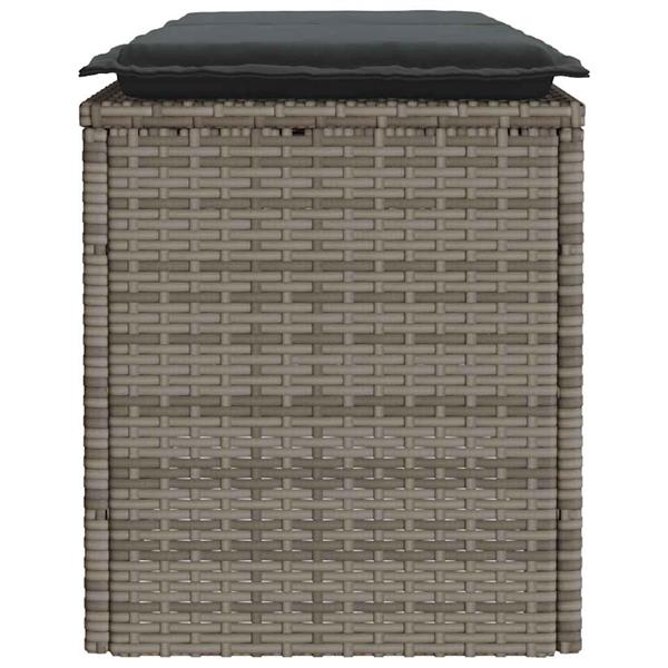 Grote foto vidaxl tuinbank met kussen 110x40x44 cm poly rattan grijs tuin en terras tuinmeubelen