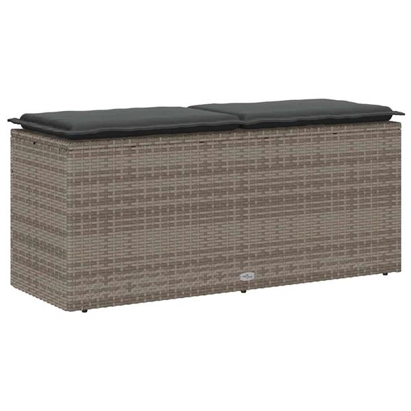 Grote foto vidaxl tuinbank met kussen 110x40x44 cm poly rattan grijs tuin en terras tuinmeubelen