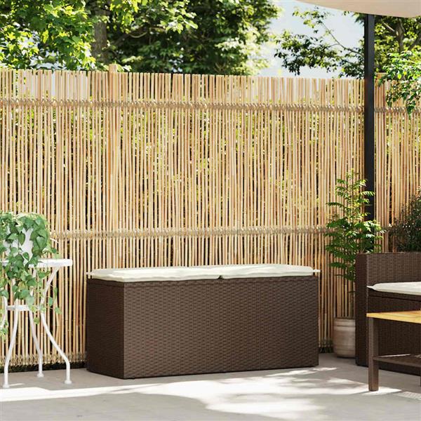 Grote foto vidaxl tuinbank met kussen 110x40x44 cm poly rattan bruin tuin en terras tuinmeubelen