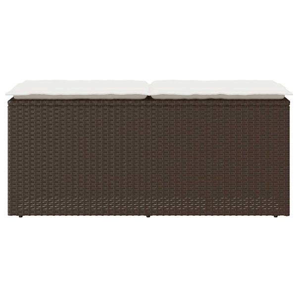 Grote foto vidaxl tuinbank met kussen 110x40x44 cm poly rattan bruin tuin en terras tuinmeubelen