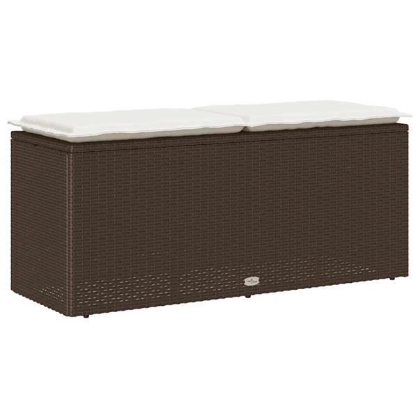 Grote foto vidaxl tuinbank met kussen 110x40x44 cm poly rattan bruin tuin en terras tuinmeubelen