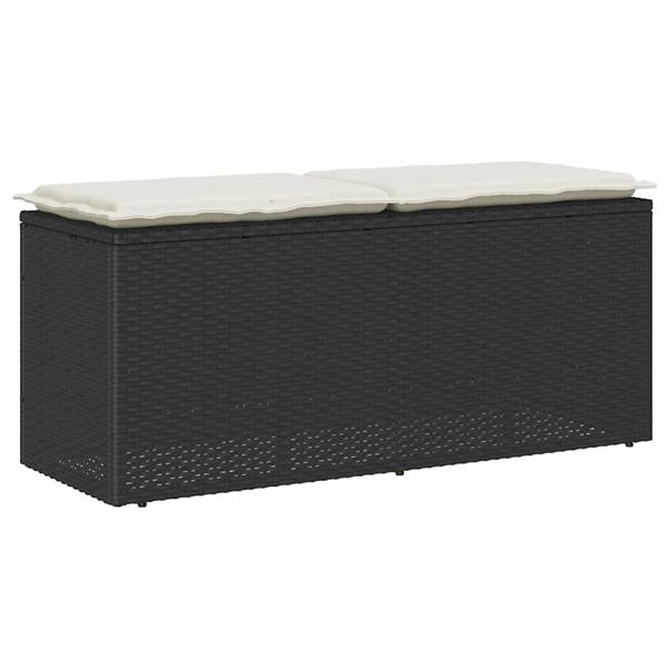 Grote foto vidaxl tuinbank met kussen 110x40x44 cm poly rattan zwart tuin en terras tuinmeubelen