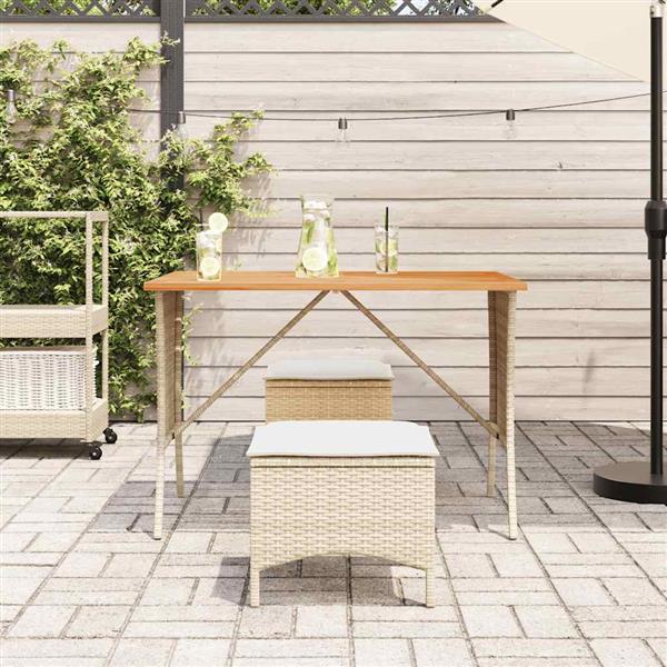 Grote foto vidaxl 3 delige tuinset met kussens poly rattan beige tuin en terras tuinmeubelen