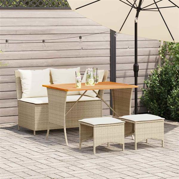 Grote foto vidaxl 4 delige tuinset met kussens poly rattan beige tuin en terras tuinmeubelen