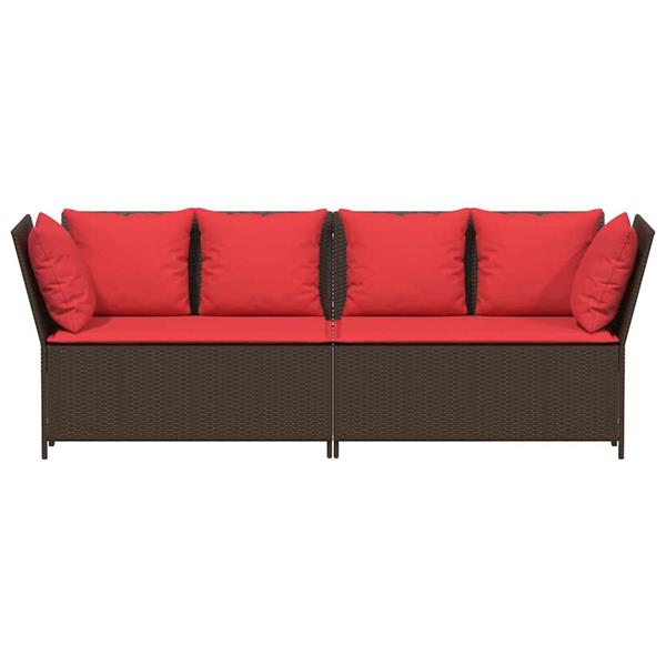 Grote foto vidaxl tuinbank met kussens poly rattan bruin tuin en terras tuinmeubelen