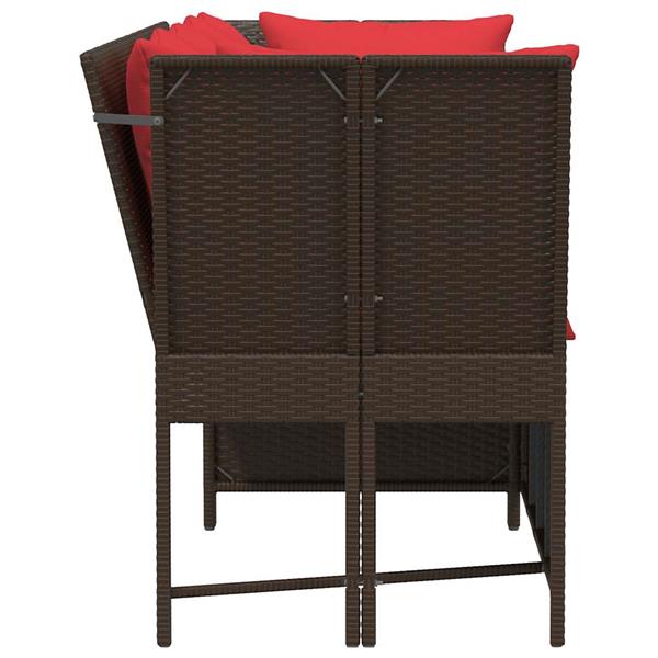 Grote foto vidaxl tuinbank met kussens poly rattan bruin tuin en terras tuinmeubelen