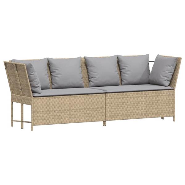 Grote foto vidaxl tuinbank met kussens poly rattan beige tuin en terras tuinmeubelen