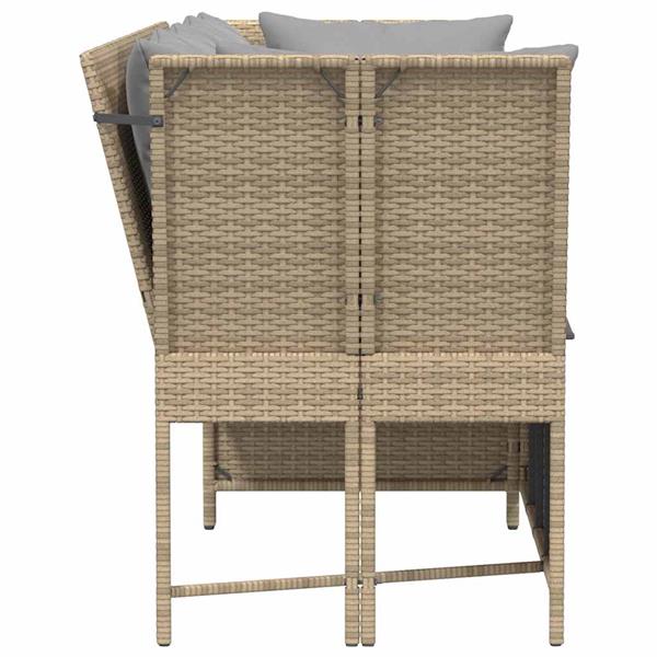 Grote foto vidaxl tuinbank met kussens poly rattan beige tuin en terras tuinmeubelen