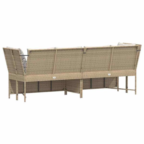 Grote foto vidaxl tuinbank met kussens poly rattan beige tuin en terras tuinmeubelen