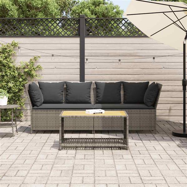 Grote foto vidaxl tuinbank met kussens poly rattan grijs tuin en terras tuinmeubelen