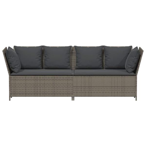 Grote foto vidaxl tuinbank met kussens poly rattan grijs tuin en terras tuinmeubelen