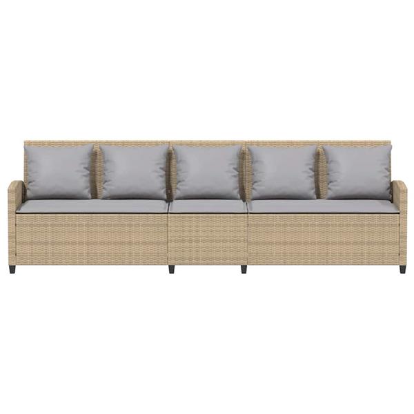 Grote foto vidaxl tuinbank 5 zits met kussens poly rattan beige tuin en terras tuinmeubelen