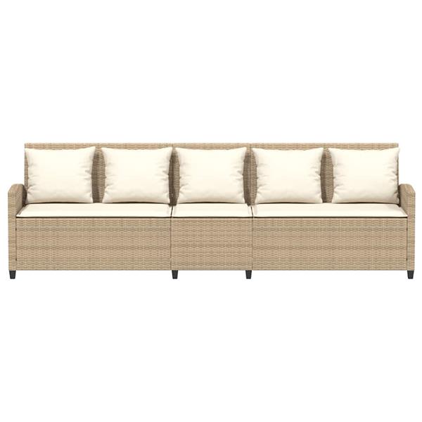 Grote foto vidaxl tuinbank 5 zits met kussens poly rattan beige tuin en terras tuinmeubelen