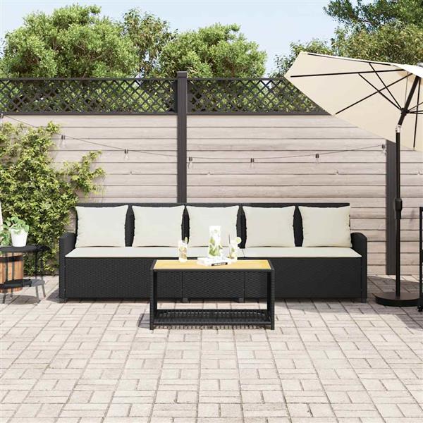 Grote foto vidaxl tuinbank 5 zits met kussens poly rattan zwart tuin en terras tuinmeubelen