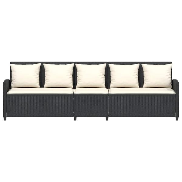 Grote foto vidaxl tuinbank 5 zits met kussens poly rattan zwart tuin en terras tuinmeubelen