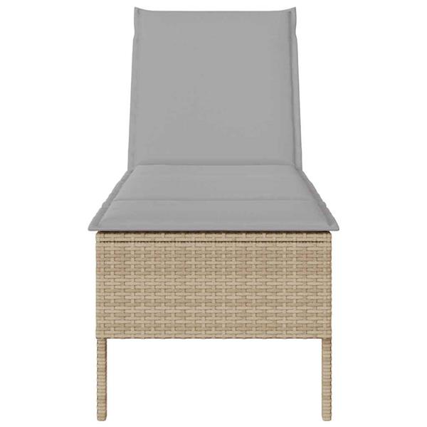 Grote foto vidaxl ligstoel met kussen beige 55x200x44cm polyrotan tuin en terras tuinmeubelen