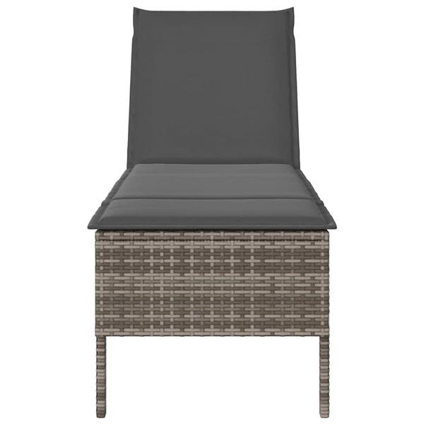 Grote foto vidaxl ligstoel met kussen grijs 55x200x44cm polyrotan tuin en terras tuinmeubelen